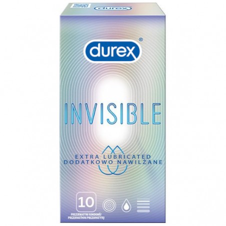 Durex Invisible Extra Nawilżane 10 szt. - prezerwatywy